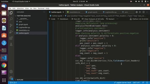 PYSPARK TWITTER LIVE SENTIMENTAL ANALYSIS USING TWEEPY AND LIVE PLOT смотреть онлайн