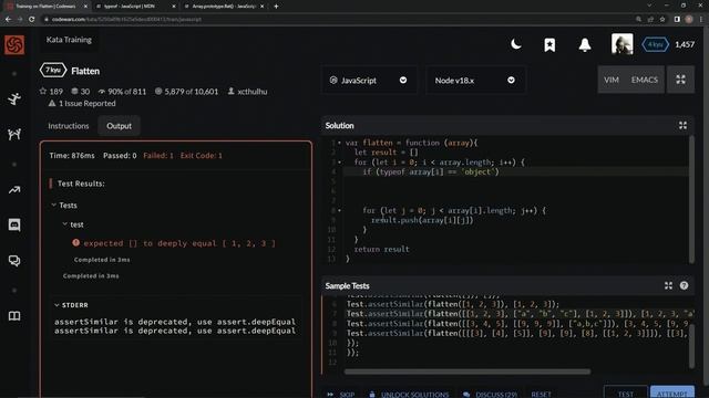 Codewars 7 kyu Flatten Javascript смотреть онлайн