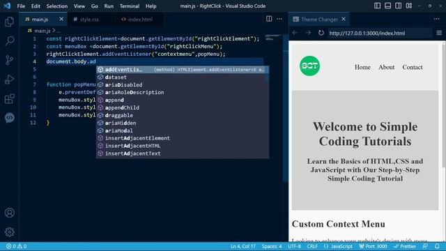Custom Context Menu In JavaScript Tutorial смотреть онлайн