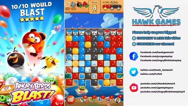 Angry Birds Blast ? Level 79 - 3 Stars Walkthrough, No Boosters смотреть онлайн