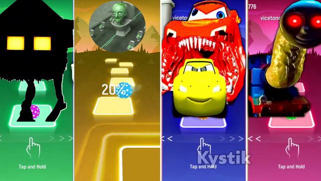 Mcqueen 🆚 Spider House Head 🆚 Thomas Train Exe 🆚 Train Eater | Tiles Hop EDM Rush! смотреть онлайн