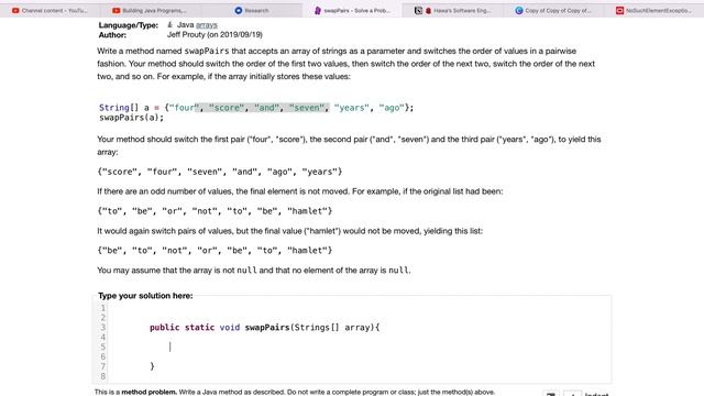 the practiceIt chapter | arrays - swapPairs | hawa ali смотреть онлайн