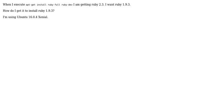 Ubuntu: Install Specific Version of Ruby with `apt-get install ruby-full ruby-dev` смотреть онлайн
