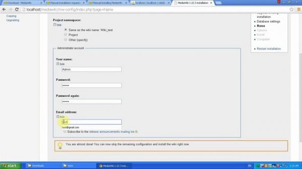 MediaWiki Installation