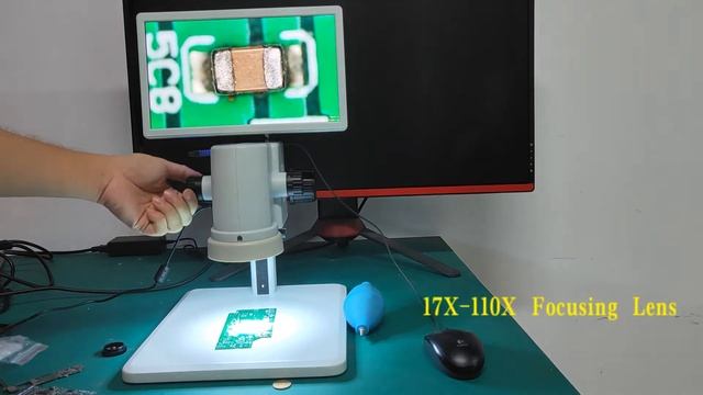 LAPSUN all-in-1 17X-110X 2MP HDMI Industry Microscope Set with 11.6" HD Monitor For PCBA Soldering смотреть онлайн