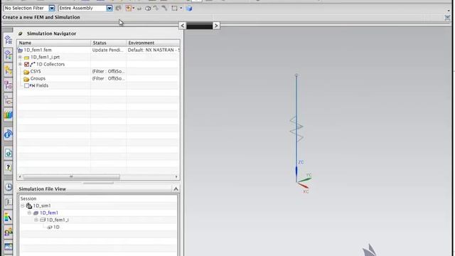 How to use a 0D mass element and 1D spring element as a lumped mass example, NX Siemens FEM смотреть онлайн