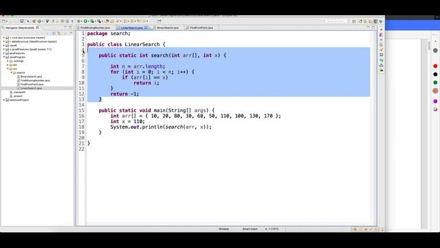 LinearSearch Program in Java Video 1 смотреть онлайн