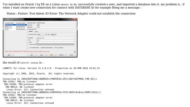 Unable to connect to an Oracle XE database from Oracle Sql Devloper смотреть онлайн
