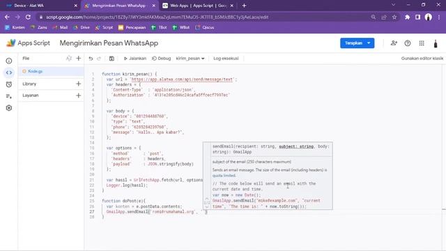 Membuat Bot WhatsApp - 002 Membuat Webhook, syarat menerima pesan via Google Apps Script смотреть онлайн