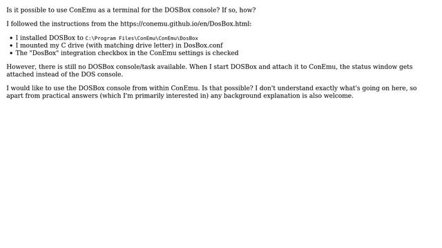 DOSBox ConEmu Integration
