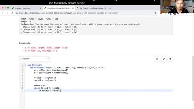 1775. Equal Sum Arrays With Minimum Number of Operations (Leetcode Medium) смотреть онлайн