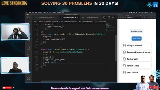 Day 24: Solving 30 Problems in 30 Days | Redux using TypeScript | Praveen Kumar | Vinayak Nirvani смотреть онлайн
