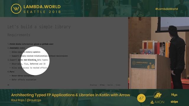 Lambda World 2018 - Architecting Typed FP Applications & Libraries in Kotlin with Arrow by Raúl Raj смотреть онлайн