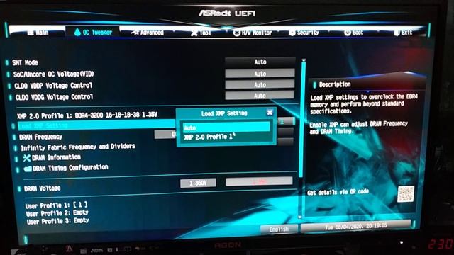 Enabling XMP Memory Profile Asrock A320M HDV R4.0 смотреть онлайн