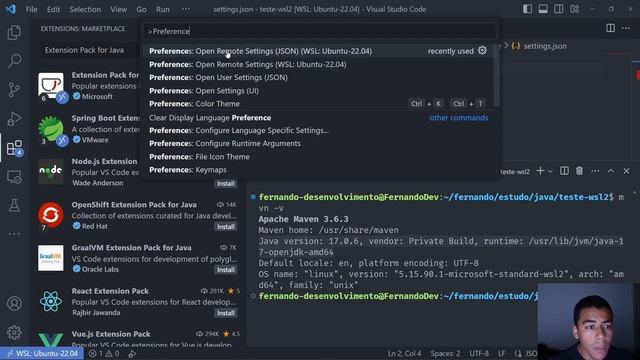 Configurar Java com WSL2 e VSCode смотреть онлайн