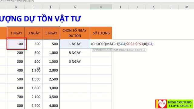 ỨNG DỤNG HÀM CHOOSE & MATCH TÍNH SỐ DỰ TỒN THEO LỰA CHỌN - ILOVEEXCEL! смотреть онлайн
