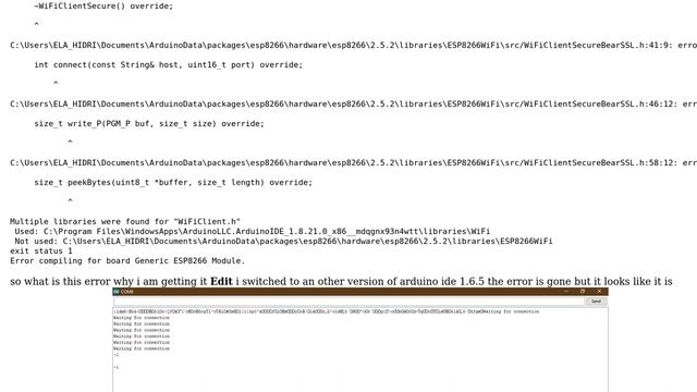 Arduino: Multiple libraries were found for "WiFiClient.h" using nodemcu (2 Solutions!!) смотреть онлайн