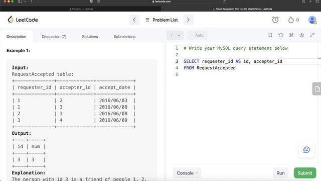 FACEBOOK/META LeetCode Medium “Friend Requests II" 602 Interview SQL Question Explanation | EDS смотреть онлайн