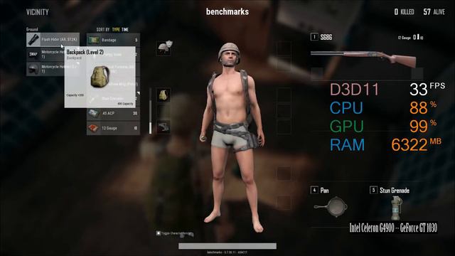 GeForce GT 1030 -- Intel Celeron G4900 -- PUBG FPS Test Erangel 900p Medium смотреть онлайн
