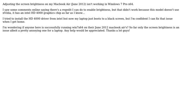 Apple: Screen brightness on Macbook Air June 2012 running Windows 7 Pro x64 смотреть онлайн
