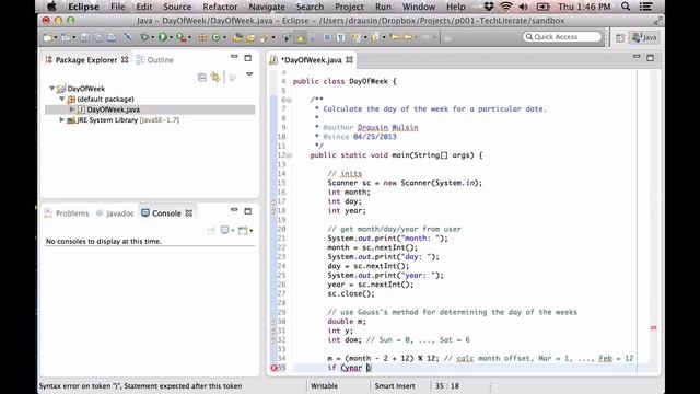Java walk through: Day of the Week смотреть онлайн