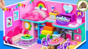 Розовый Миниатюрный четырех комнатный домик для всей семьи из кортона /195