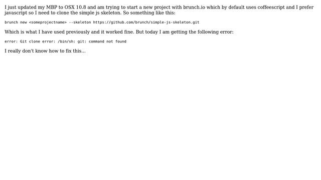 Apple: Git clone error after OS X Mountain Lion update смотреть онлайн