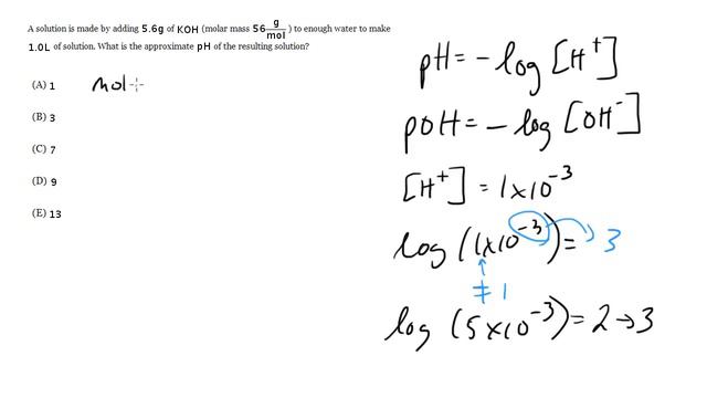 Calculating pH, SAT Chemistry Review #21 смотреть онлайн