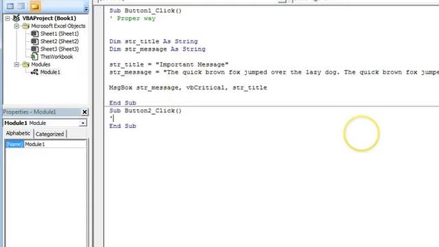 Excel VBA Coding & Development. Display a message using Msgbox function. смотреть онлайн