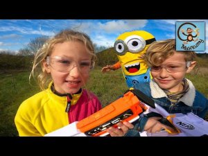 Дети и Машина. Диана, Даня и Миньон играю в Нерфультрачеллендж. МанкиТайм