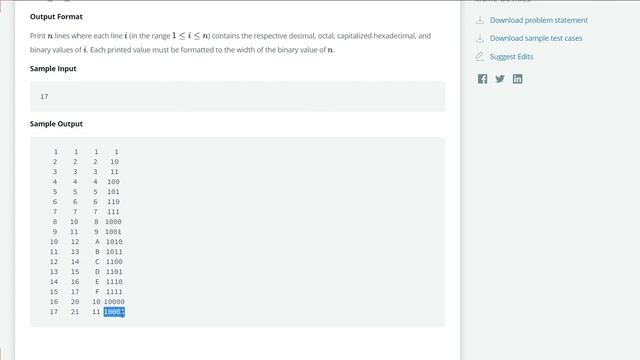 Hackerrank Python | Challenge - #23 | String Formatting | dec, oct, hex and bin смотреть онлайн