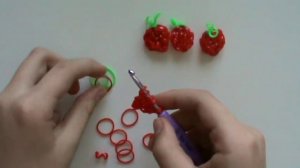 Клубничка из резинок. Rainbow Loom. Плетение из резиночек без станка. Клубника