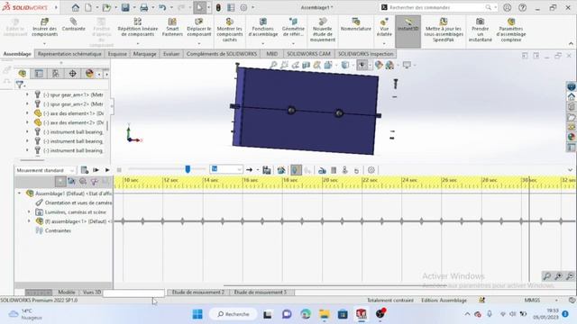 Etude de mouvement sur solidworks, enregistre une animation , vue éclaté , rassemblement смотреть онлайн