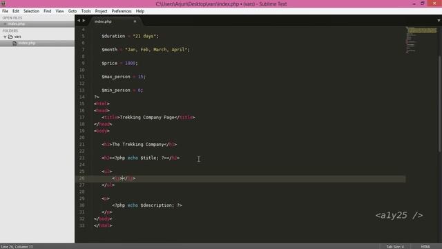 php basics - variables and trekking company page смотреть онлайн