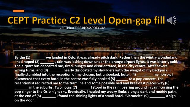 CEPT Practice C2 Level Open GAP FILL about traveling to Oslo смотреть онлайн