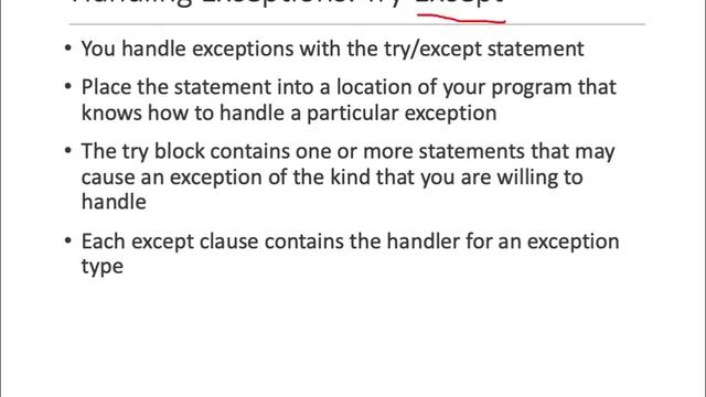 Python c Files Exceptions смотреть онлайн