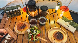 Снежный уютный кемпинг в теплой палатке  в -10 С