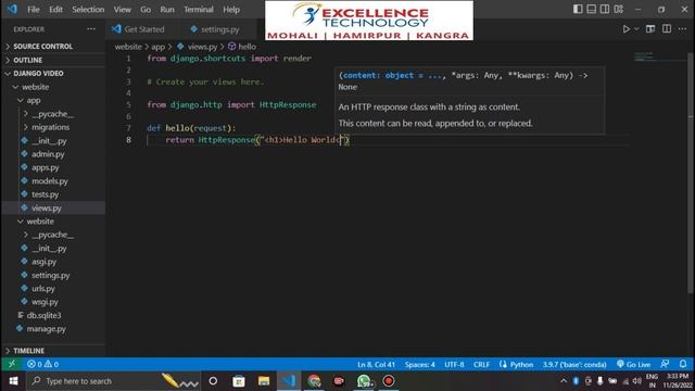 hello world program ,learn python tutorial - Excellence Technology смотреть онлайн