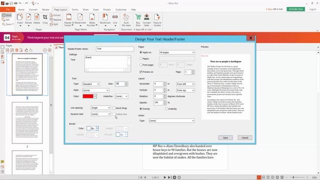 How to add a header or footer in a pdf document using Nitro Pro смотреть онлайн