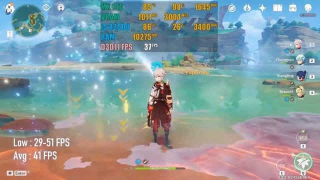 Genshin Impact on i5 8250U + MX150 | 1080p Lowest - High смотреть онлайн