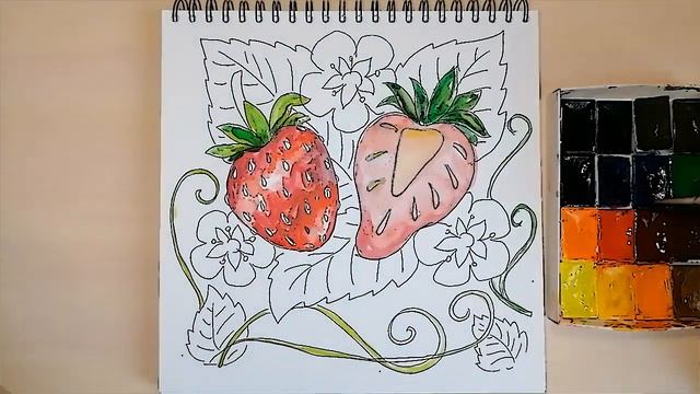 Как нарисовать клубнику. Рисуем фрукты. смотреть онлайн