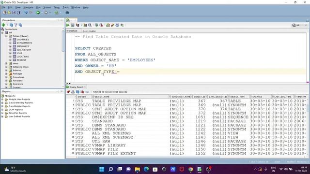 How To Find Table Created Date In Oracle