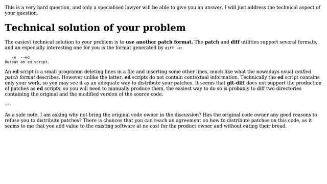 Software Engineering: Can I release a git patch (diff) file of closed source/copyright code? смотреть онлайн
