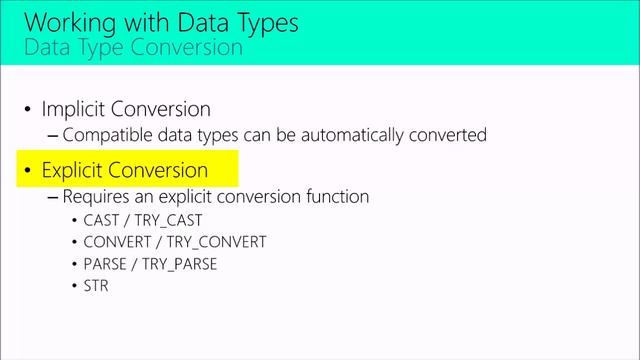 SQL Server Data Types Conversion смотреть онлайн