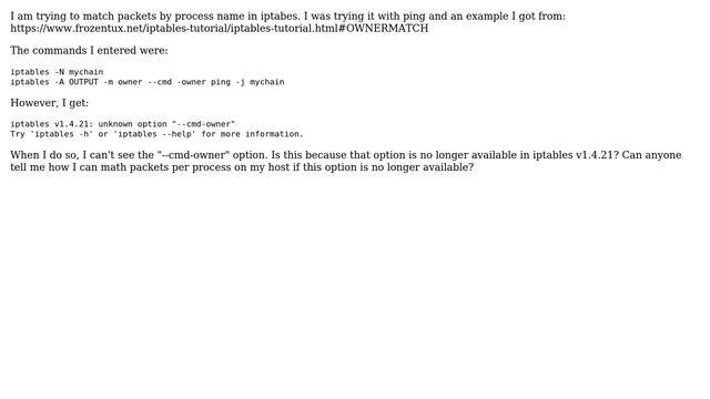 DevOps & SysAdmins: Why does matching packets by processn return unkown option? смотреть онлайн