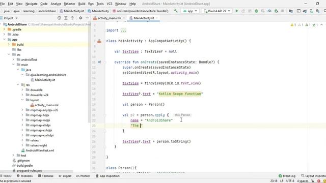 Scope function in kotlin. Apply block, compare Apply vs run operator. #kotlin 23 program. смотреть онлайн