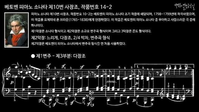 베토벤 피아노 소나타 제10번 사장조, 작품번호 14-2 제2악장 느리게 смотреть онлайн