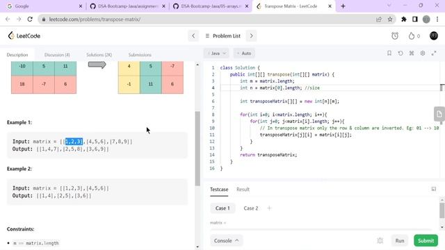 #17 Transpose Matrix || 2D-Arrays || Arrays || LeetCode Problem Solution || Vishal Thakur смотреть онлайн