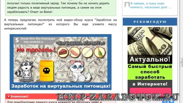 Обзор курса "Заработок на виртуальных питомцах" смотреть онлайн