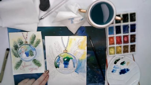 Как нарисовать стеклянный шар "Снеговик" смотреть онлайн